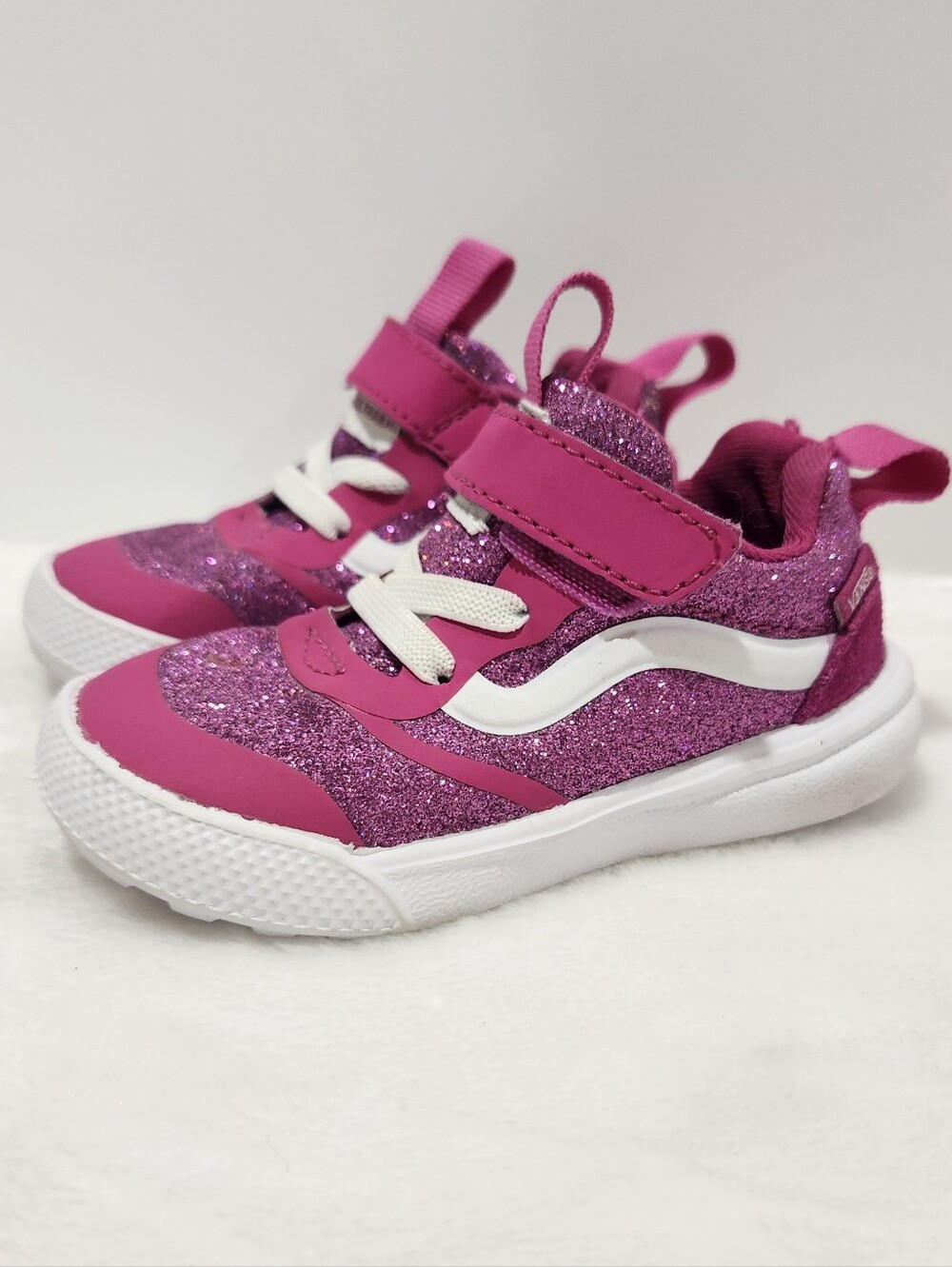 Vans Old Skool Glitter Raspberry Rose Pink Pull On Sneaker Shoe Size 5